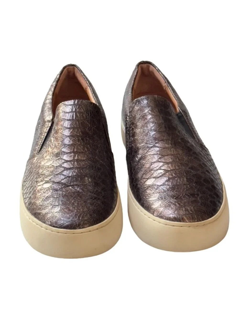 Frye Women's 8.5M Metallic Pewter Slip-On Sneakers